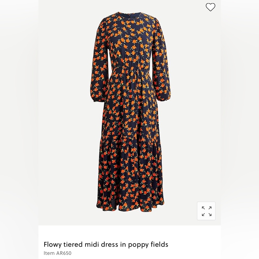J.CREW Flowy Tiered Midi Dress in Poppy Fields. Size 6. NWT